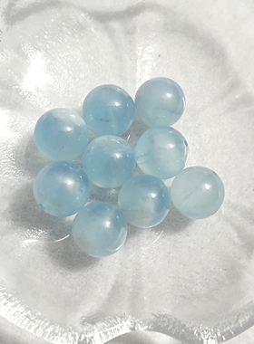 天然冰透蓝天白云海蓝宝圆珠11mm-12mm手工串珠散珠配件单珠