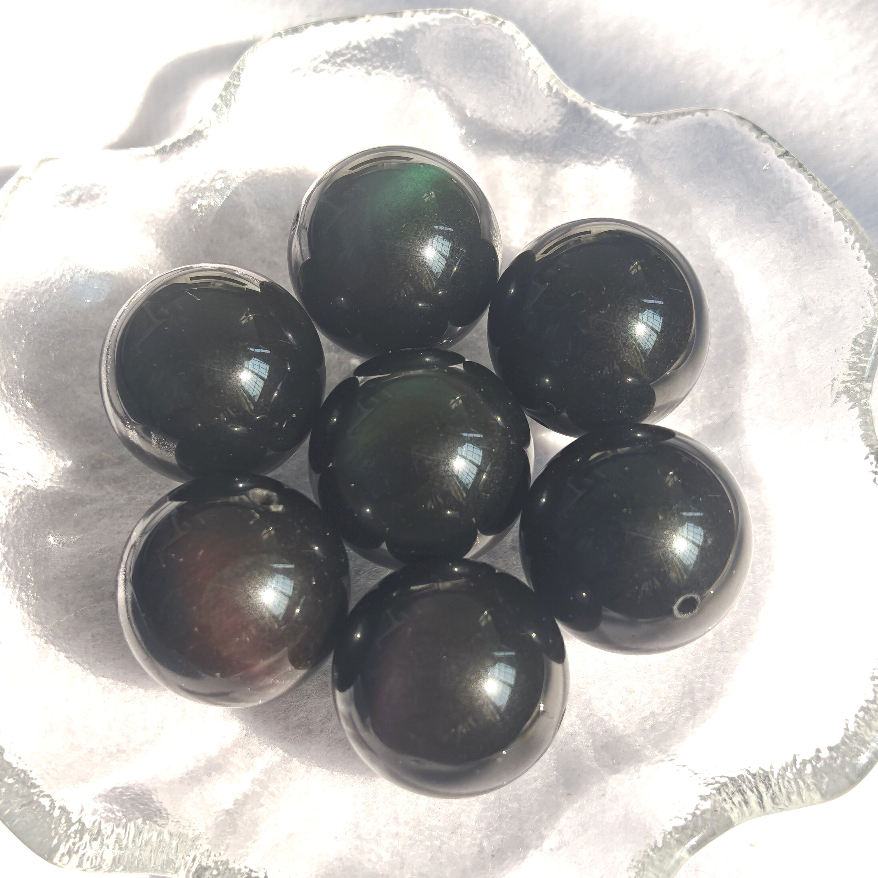 天然彩虹眼黑曜石手链8mm-20mm双眼黑曜石手链散珠配件单珠