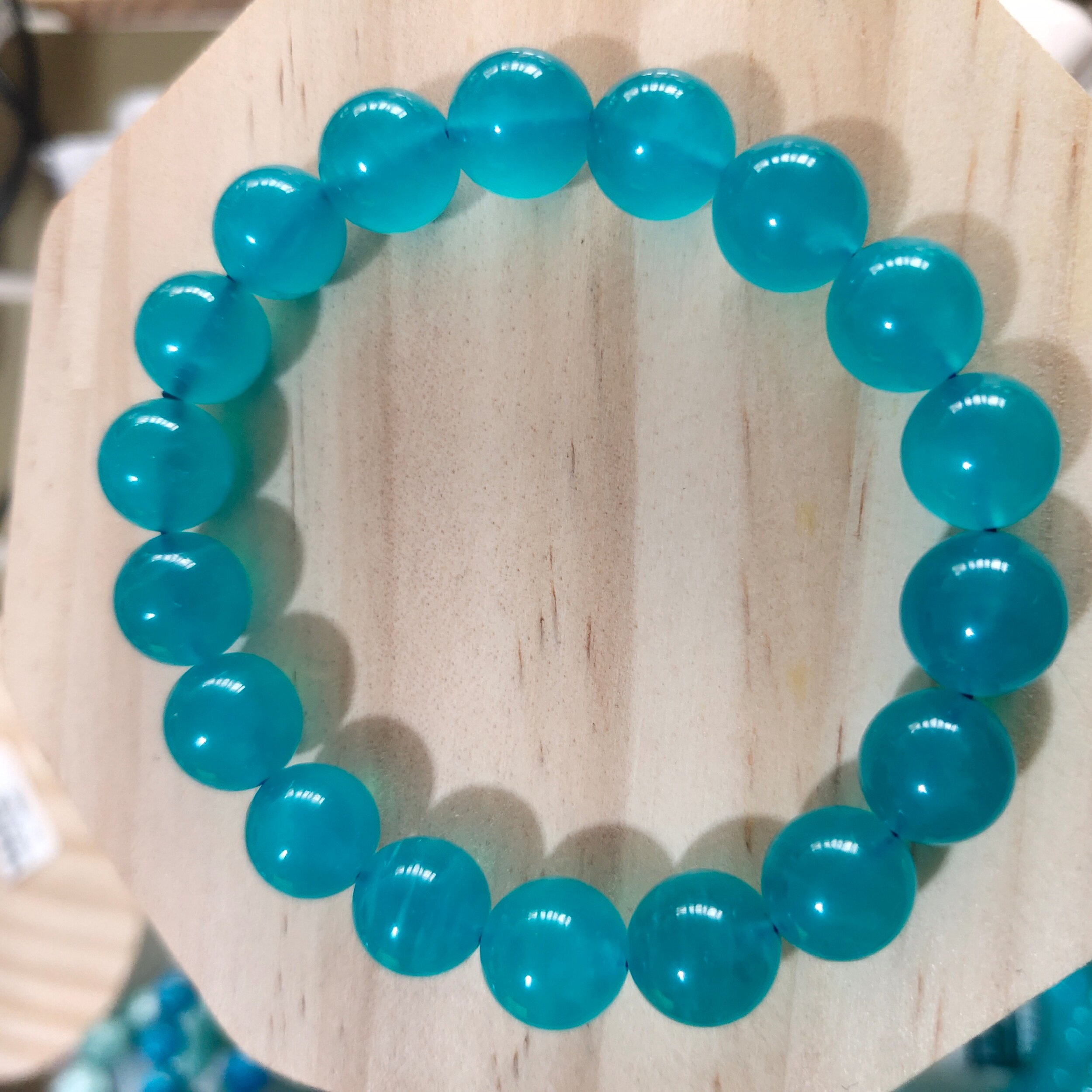 天然秘鲁冰种天河石10mm圆珠手链