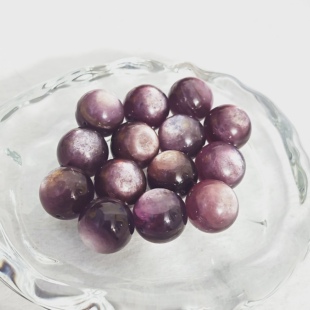 天然紫锂云母15mm圆珠散珠DIY手工项链手链串珠配件单珠