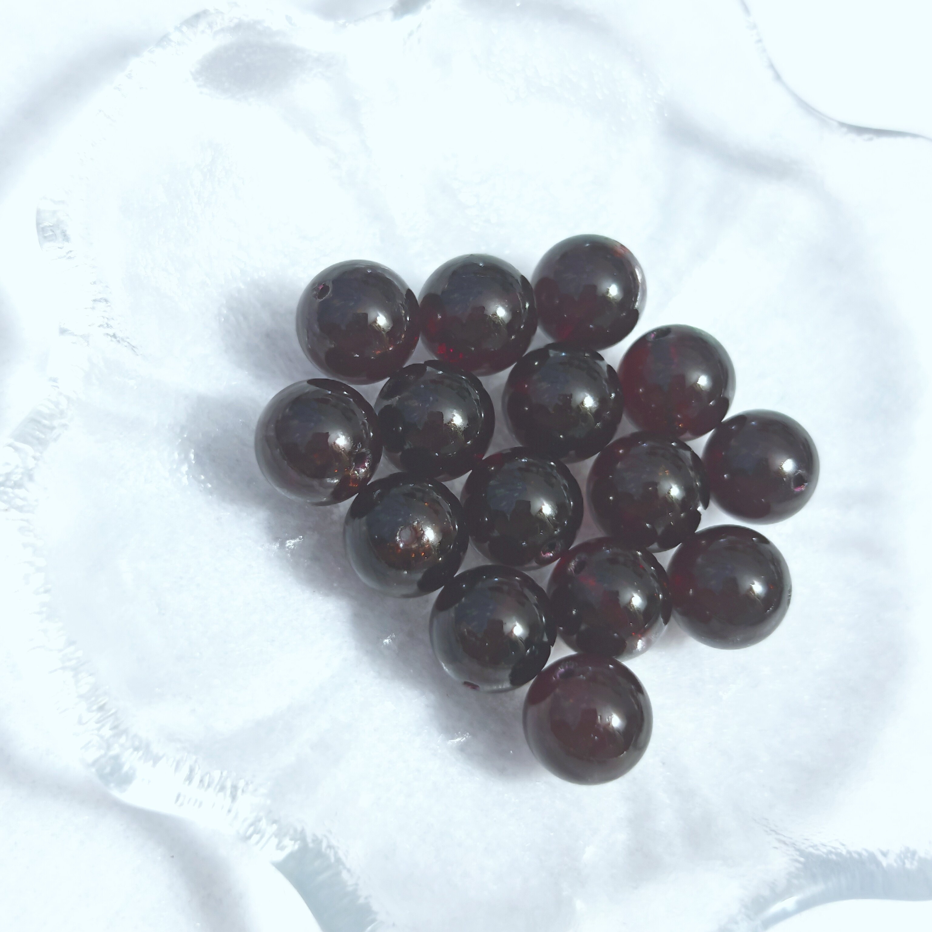 禧芙蓉XFORO冰透酒红色石榴石 6mm-10mm圆珠散珠单珠串珠配件