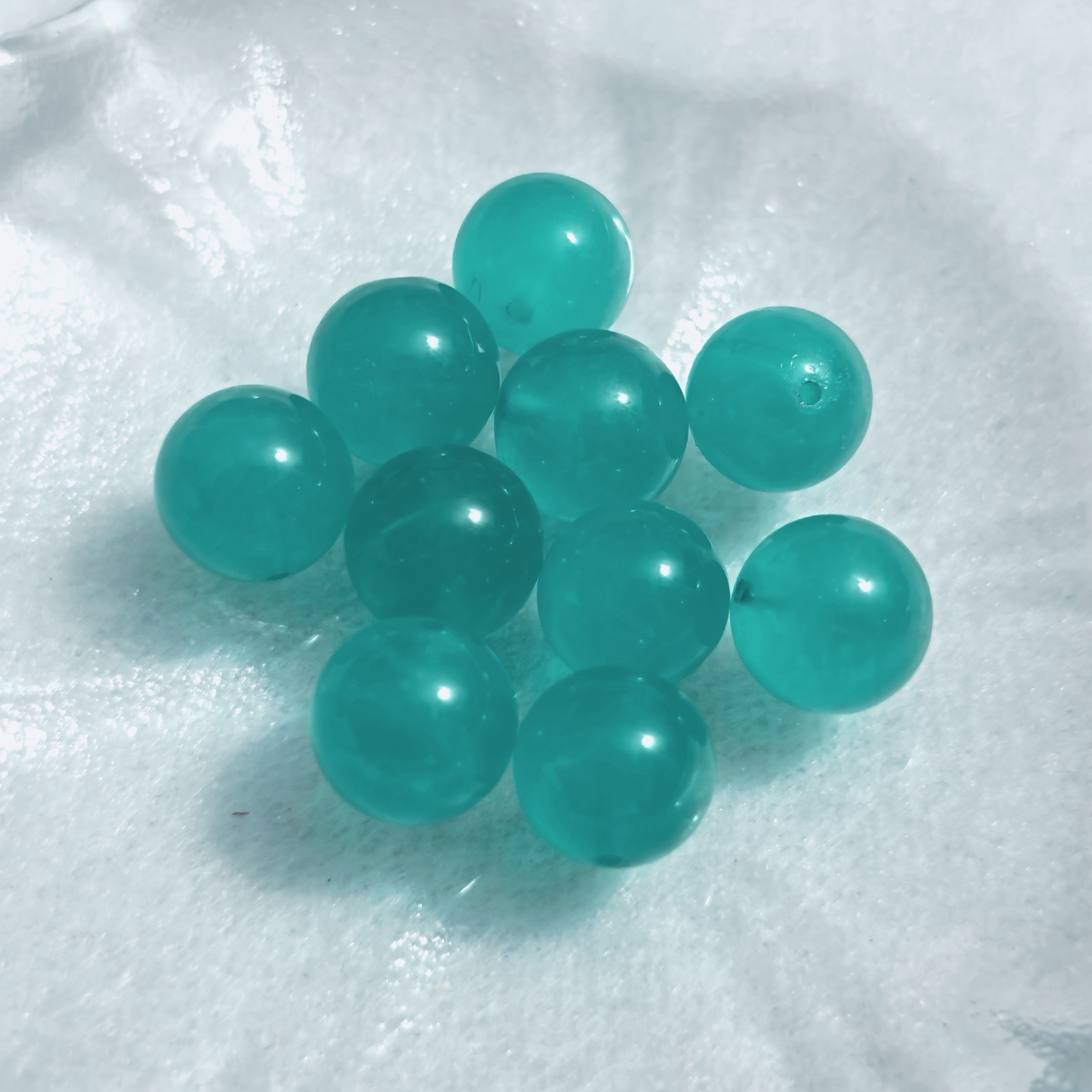 天然秘鲁冰种天河石10mm圆珠单珠手工DIY手链散珠配件