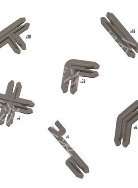 桌游配件模块地形 BattleSystems Plastic Terrain Clips - Brown