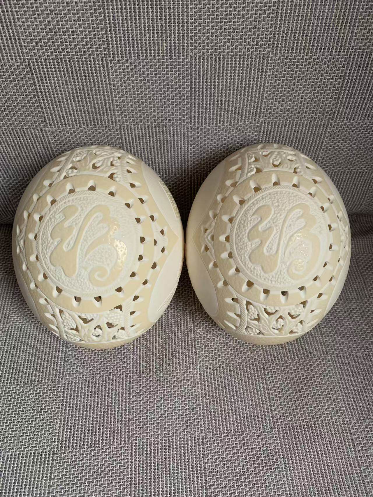 鸵鸟浮雕镂空吉祥蛋壳