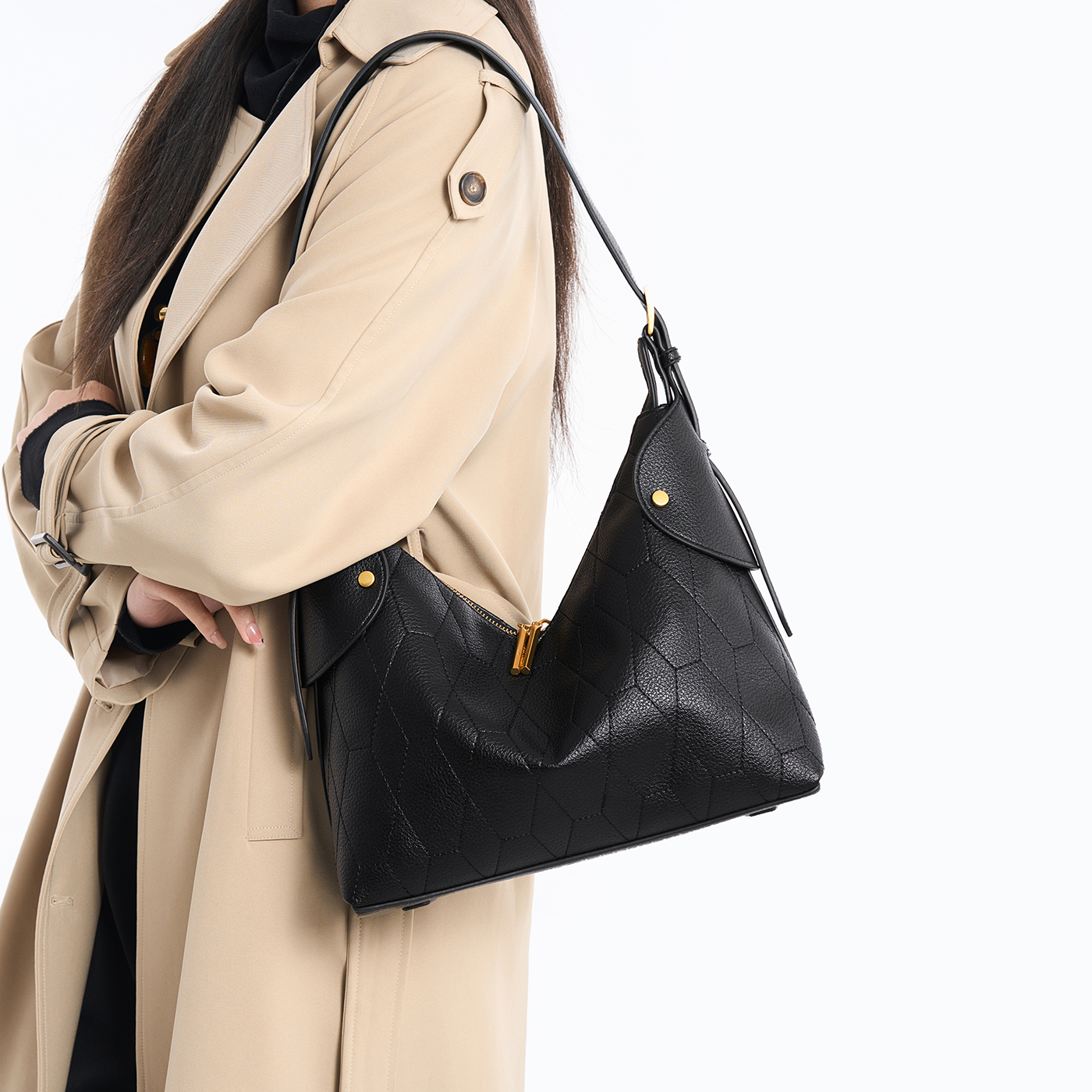 LK牛皮菱格大容量手提单肩斜挎包