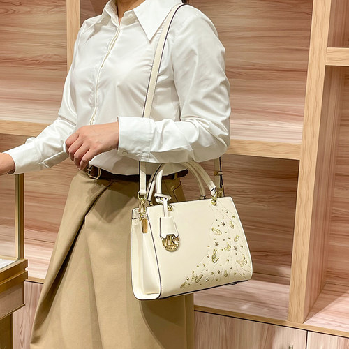 真皮刺绣托特包大容量通勤女包