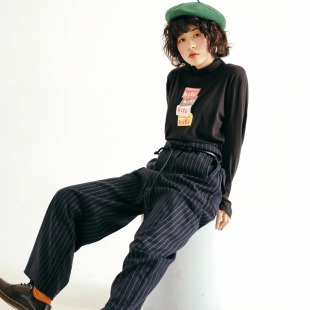 裤 条纹直筒抽绳西装 2024秋 drink宽松复古休闲长裤 休闲饮料chill