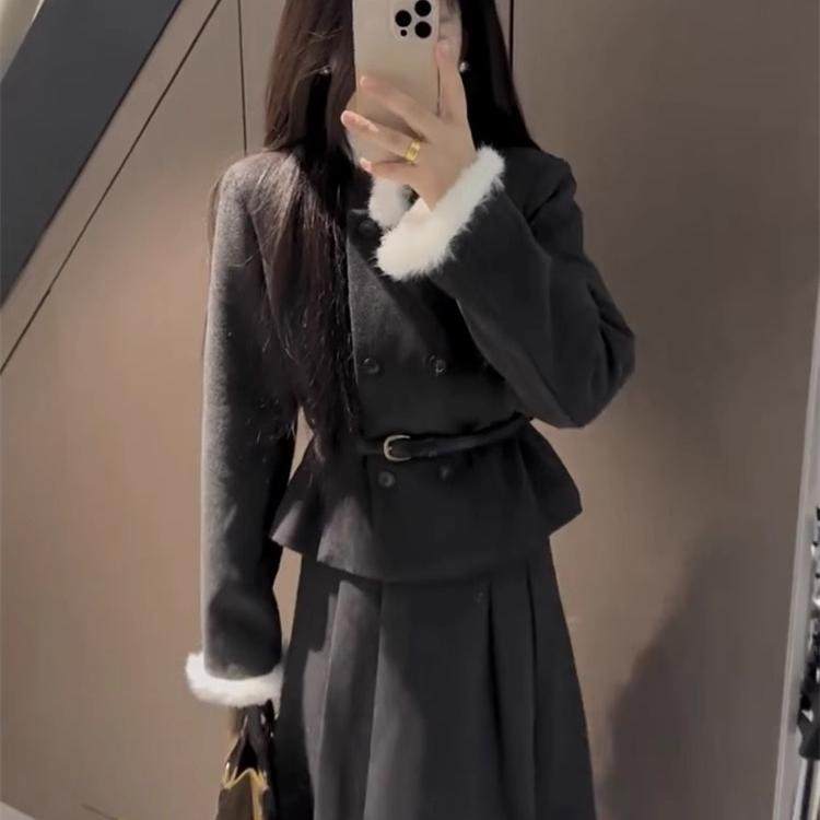 韩系富家千金小香风套装女秋冬高级感穿搭双排扣外套半身裙两件套,女装/女士精品,时尚套装,淘宝优惠券,粉丝福利购,淘宝优惠卷