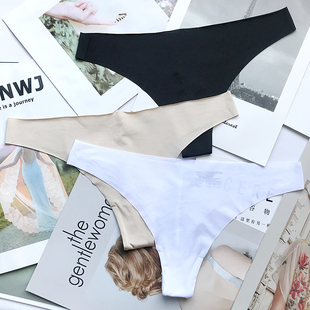运动健身丁字裤性感超薄一片式冰丝无痕透明隐形打底内裤女t裤