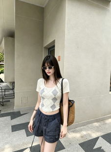 JIAYI宝椰少女 纯欲毛衣欧美范棱格甜美女修身显瘦上衣22