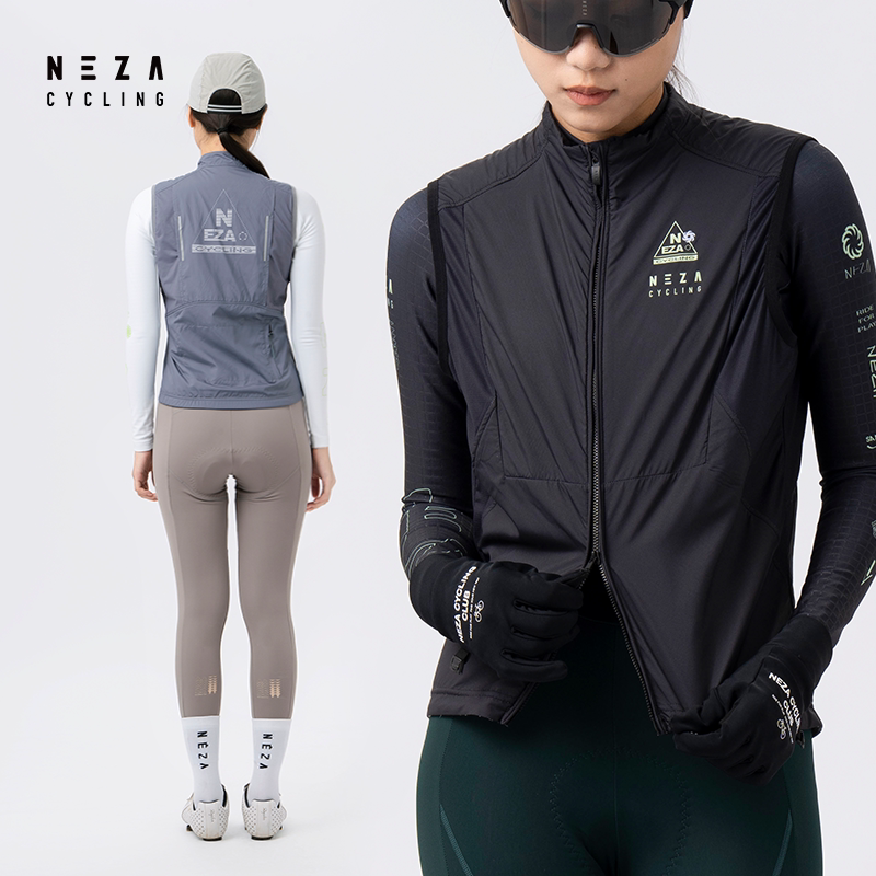 NEZA「罴.蒲啸」女款防泼溅抓绒透气保暖骑行服马甲秋冬季自行车