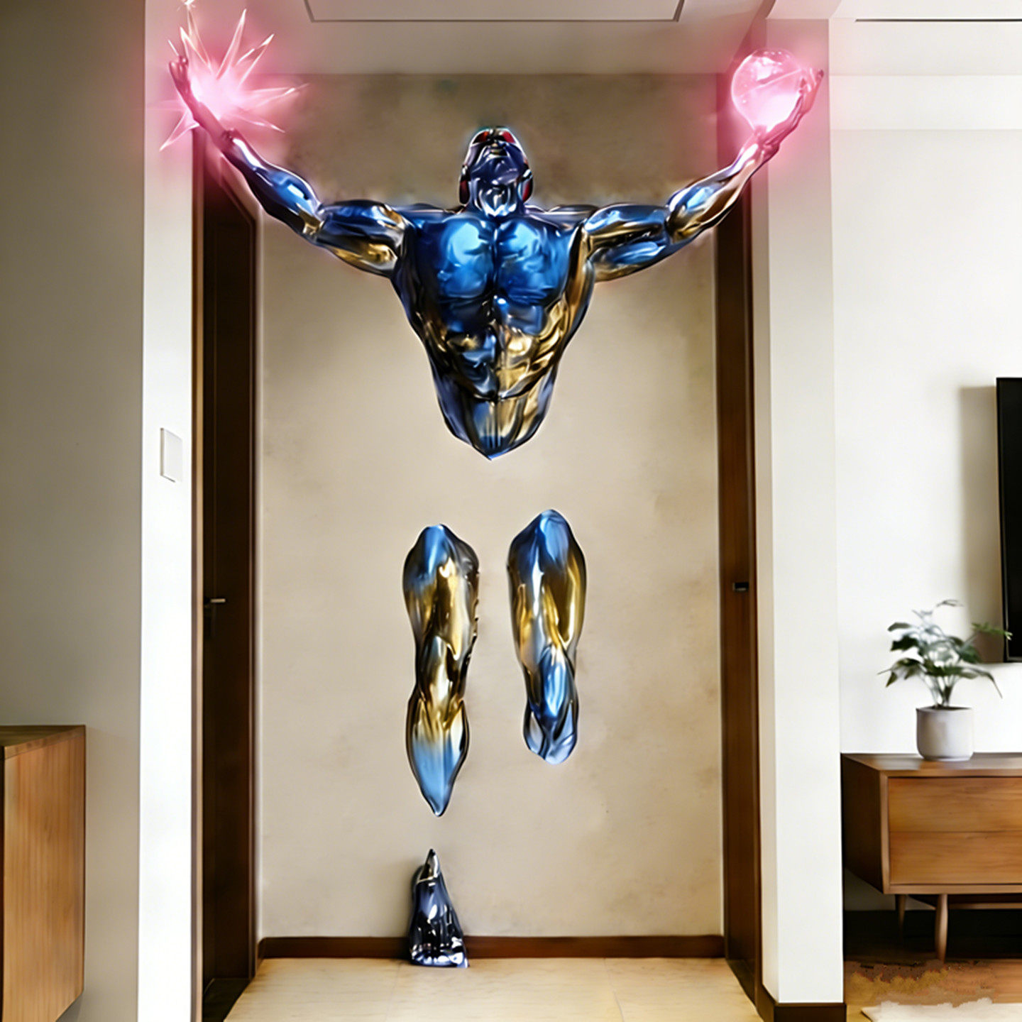 超人3D模型壁饰灯酒吧KTV客厅玄关氛围墙面装饰科幻风G格造型定制