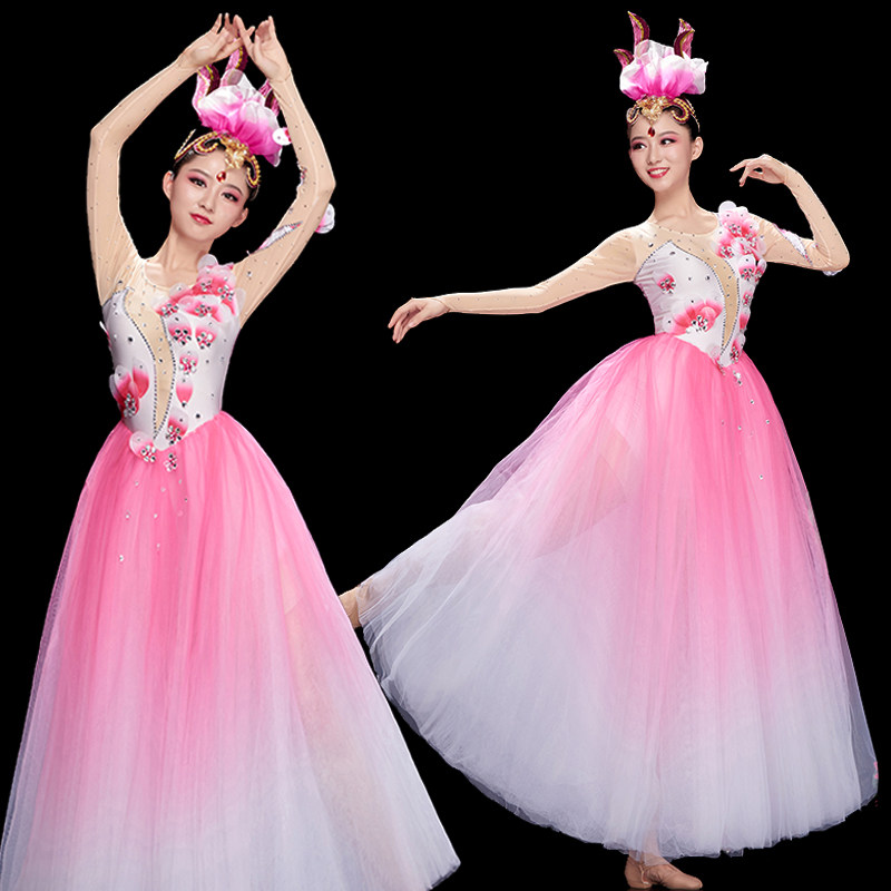 Opening dance Big swing skirt atmosphere modern Dance costumes large stage Dancers skirt Chorus suitin the Women's clothing/Boutique , Costume/National costume/Stage costumes , National costume/Costumes  category - from Buy2taobao.com to provide professional Taobao agent buy service