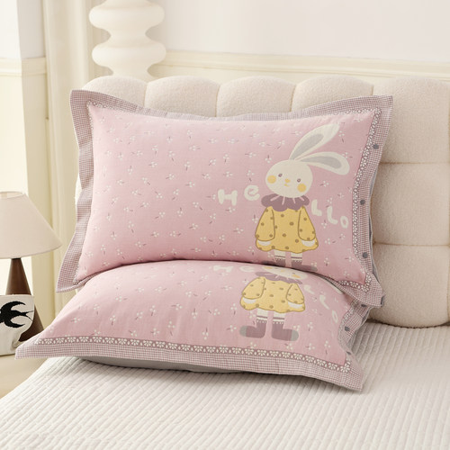 纯棉纱布高密细纱全包按扣枕套