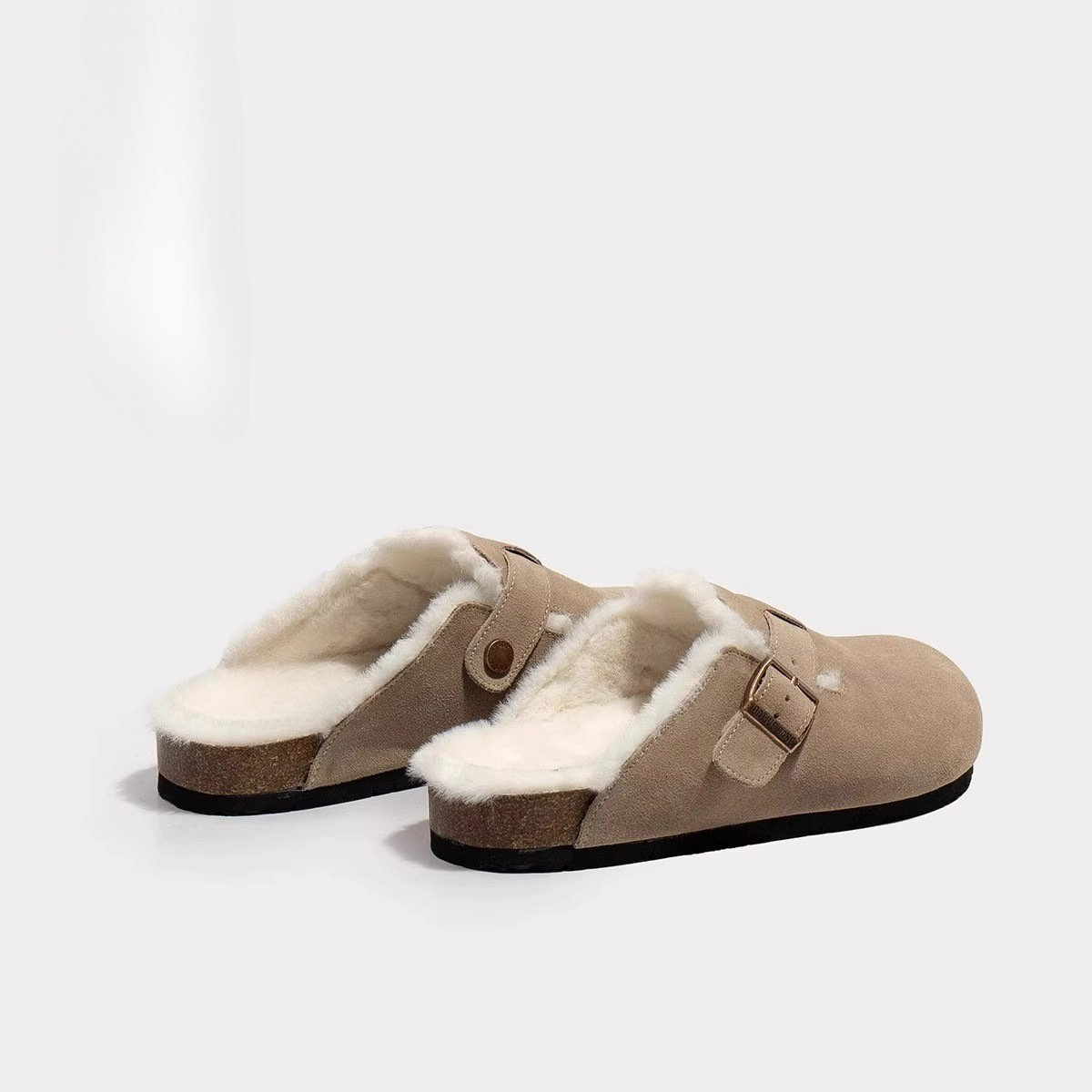 2025勃肯鞋牛皮加绒包头拖外穿懒人半拖鞋情侣博肯鞋男女秋冬毛拖