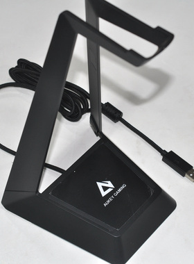 Aukey出美亚头戴式耳机支架 游戏耳麦展示架带RGB氛围灯USB HUB