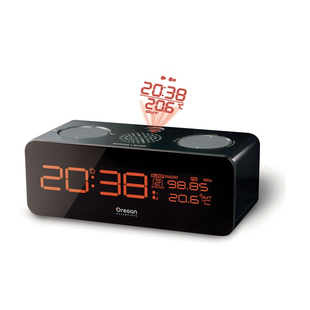 出老美时尚家居时钟 钟控收音机双闹钟 时钟投影室外温湿度传感器