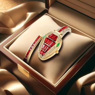 爆款热门正品蛇形缠绕满钻创意女士时尚休闲石英手表高级感指针式