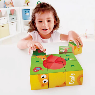 德国HAPE 3D立体智力拼图积木儿童益智玩具 佩佩&朋友们六面拼图