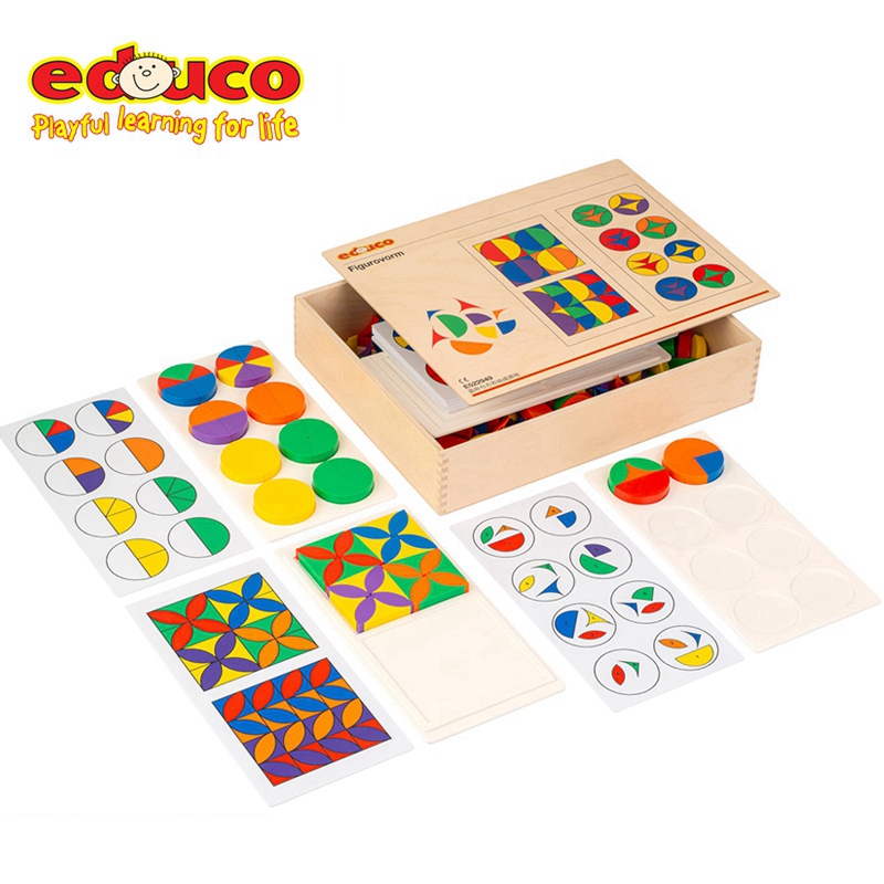 educo 圆形与方形组成游戏 识别颜色形状精细动作儿童益智玩具4+
