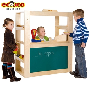 荷兰educo 精品小卖部木质儿童过家家玩具幼儿园职业体验游戏教具