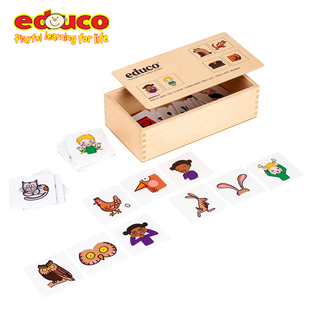 荷兰EDUCO 模仿游戏匹配认知动物特征卡片猜谜儿童益智早教玩具4+