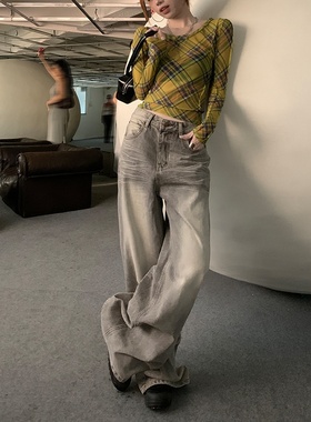 【ADOY-24】氛围感｜慵懒松弛｜博主下午茶 波纹灰阔腿裤 常规&加