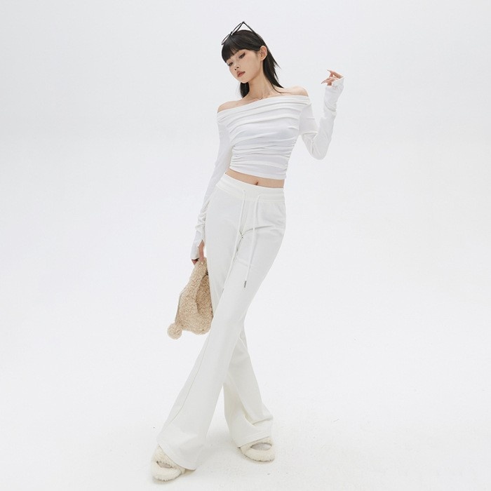 YC&复古辣妹百搭喇叭裤松弛慵懒垂感运动裤休闲裤女秋冬&常规