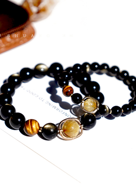 金曜石手链新款小众黑曜石手串