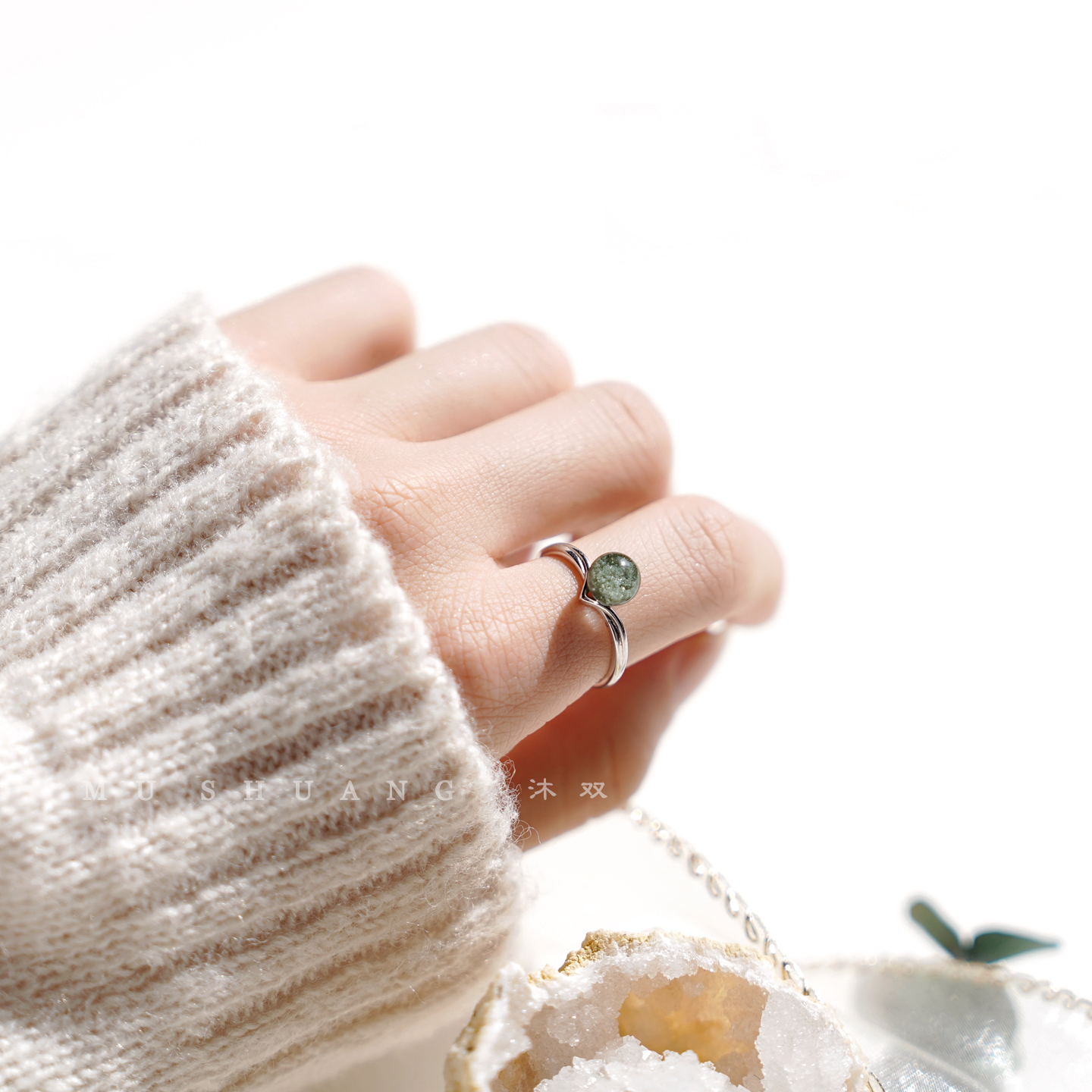 绿幽灵戒指精品聚宝盆天然水晶