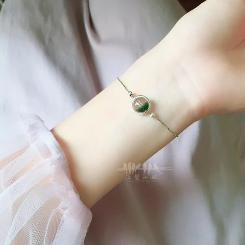 小姐水晶聚宝盆红纹石超金发手链