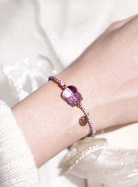 貔貅手链紫水晶小福牌手环