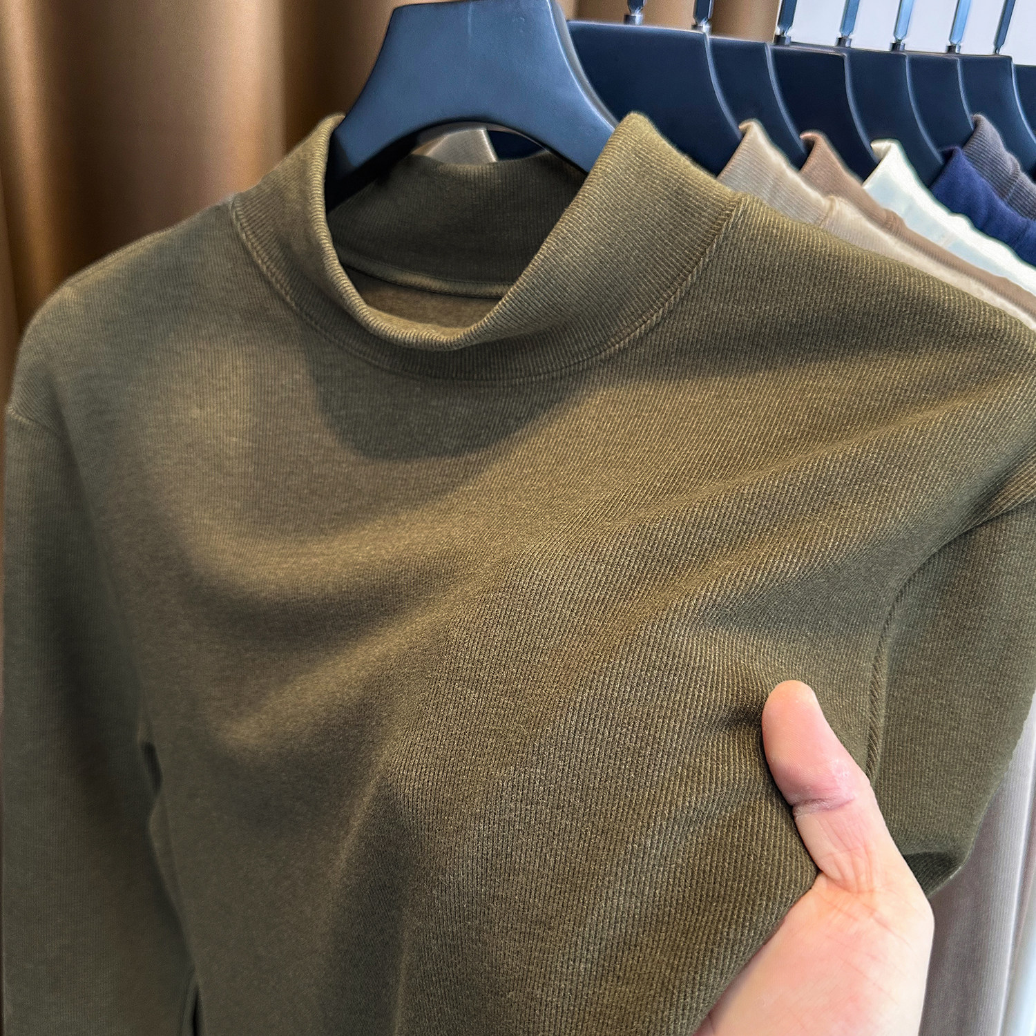 男士德绒打底衫男半高领冬季卫衣保暖加厚亲肤内搭双面绒长袖t恤