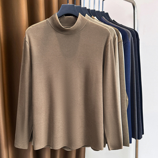 真德绒打底衫男士秋冬半高领裸感无痕内搭保暖双面绒加厚长袖t恤