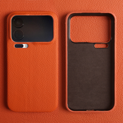 荔枝纹真皮适用小米17ProMax手机壳新款15Ultra保护套15sPro轻奢高级感小众奢华14T全包软皮质壳13防摔牛皮套