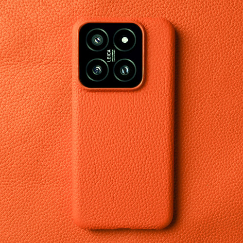 适用小米17Pro手机壳荔枝纹真皮