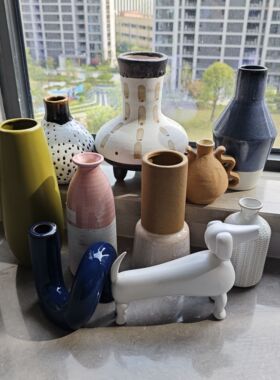 【孤品】花瓶小众陶瓷家居客厅摆件花器插花简约轻奢鲜花装饰瓶