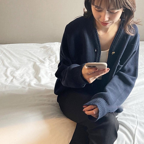 强捻棉开襟系扣V领金扣