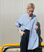 衬衫 TDF 招牌宽松包臀腔调 无领开襟 日本素材 Vintage混色条纹