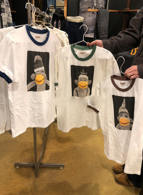 KAPITAL天竺棉 美式复古感 仿手绘讨喜猴子印花 撞色螺纹 半袖TEE