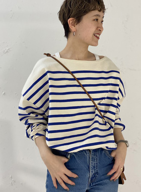 必推!!FrameWork JPN棉 横机织 厚手扎实挺阔感 超宽松的 条纹TEE