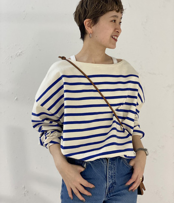 厚手扎实挺阔感超宽松条纹TEE