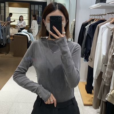 Whim Gazette 前后两穿 优雅光泽丝绒 尼龙薄纱 里外双肌理长袖衫