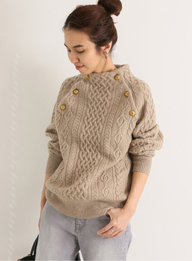 FRame work 100%HAMILTON LAMBSWOOL羊毛 厚实温暖 古典绞花毛衣