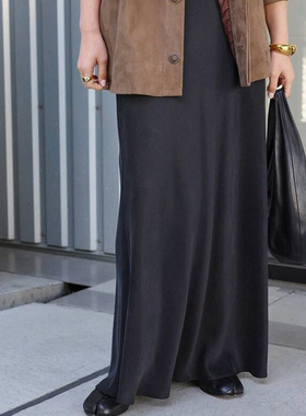 Deuxieme Classe斜丝裁剪砂洗 铜氨丝/人造丝混纺 弹力腰围鱼尾裙