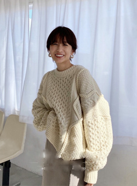 NICE!!CLANE 招牌3D CABLE WIDE KNIT廓形 重磅绞花 79%羊毛 上衣