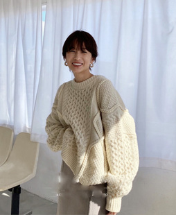CABLE WIDE KNIT廓形 NICE 79%羊毛 招牌3D 重磅绞花 上衣 CLANE