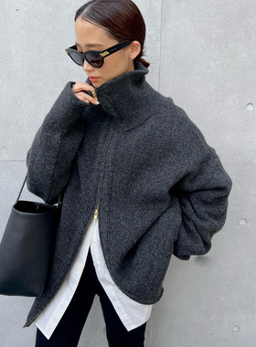 Deuxieme Classe 羊毛羊绒真丝混纺 厚实温暖 华丽肌理 拉链外套