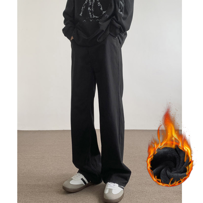 冬季新款ins美式加绒加厚休闲裤男生潮流宽松直筒长裤子KZ88P52，男装卫衣，电商B203-1