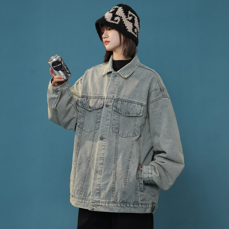 春秋季新款潮流刺绣牛仔夹克女外套宽松美式ins上衣JK45P95,男装夹克,电商B203-1